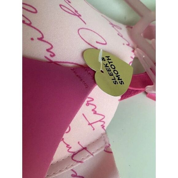 2 Pack Juicy Couture Sleek & Smooth Bra Sz 34C Lined Pink Bling Logo JC5149 NEW - Picture 4 of 8